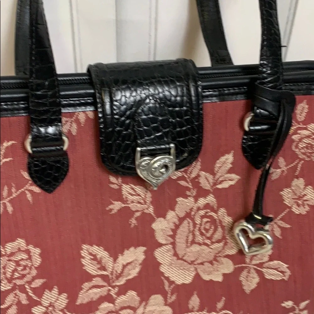 Brighton Red and Black Floral Jacquard Satchel